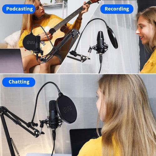 UHURU Condenser Microphone Set, Professional Studio Cardioid Microphone Kit with Boom Arm, Shock Mount for Streaming, Recording, Podcasts, YouTube - XM900 - Toytexx UHURU Condenser Microphone Set, Professional Studio Cardioid Microphone Kit with Boom Arm, Shock Mount for Streaming, Recording, Podcasts, YouTube - XM900 - Toytexx